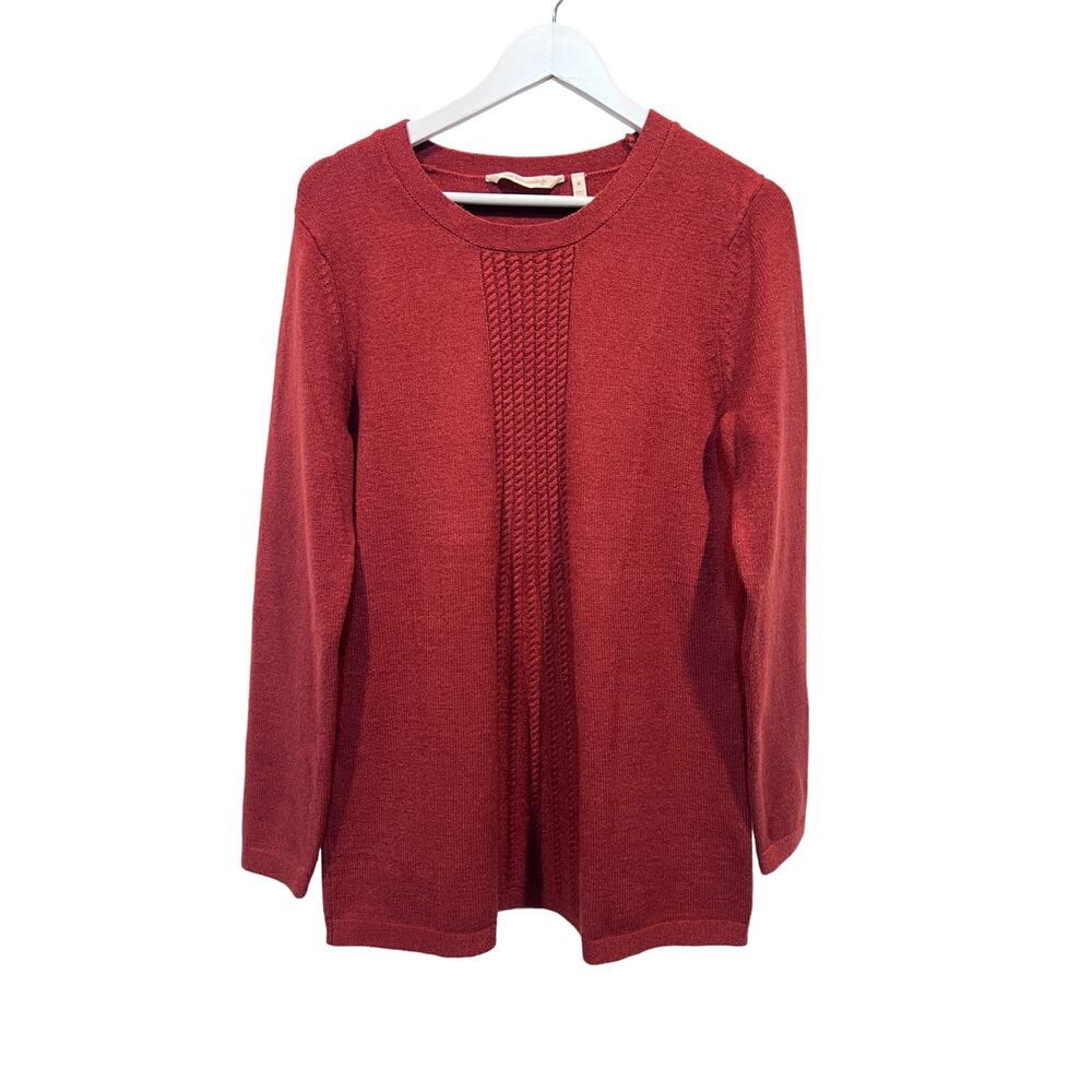 Soft Surroundings Priscilla Tunic Sweater Medium Round Neck Tight Knit Brick Red - Picture 2 of 13